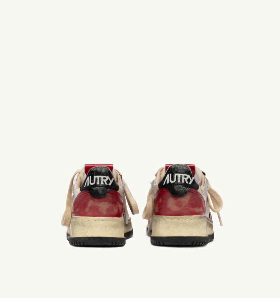 MEDALIST LOW SUPER VINTAGE EN CUIR ROUGE ET MESH BLANC