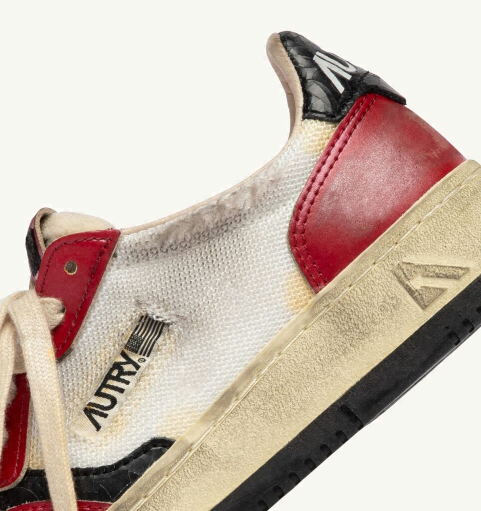 MEDALIST LOW SUPER VINTAGE EN CUIR ROUGE ET MESH BLANC