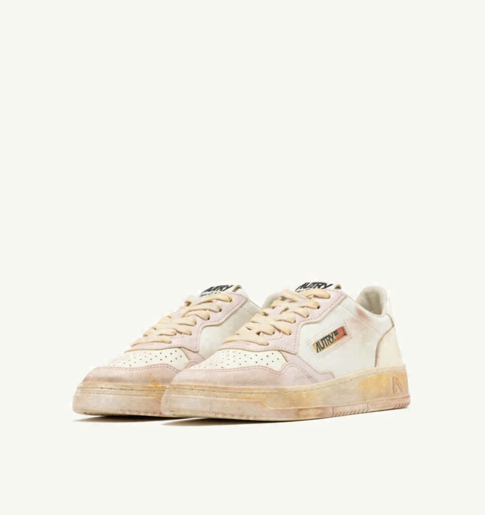 MEDALIST LOW SUPER VINTAGE EN CUIR VANILLA BLANC ET MAUVE