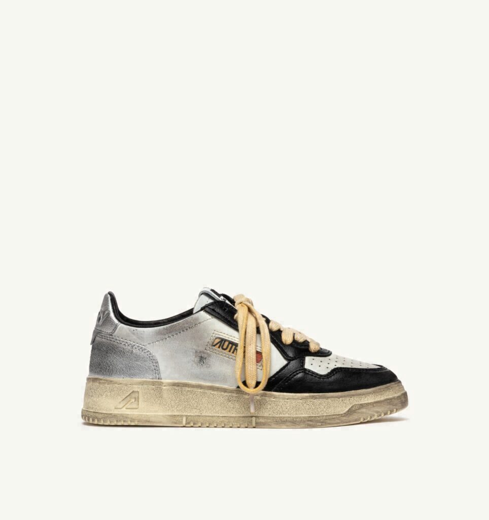 MEDALIST LOW SUPER VINTAGE LOW EN CUIR BLANC NOIR ET ARGENT