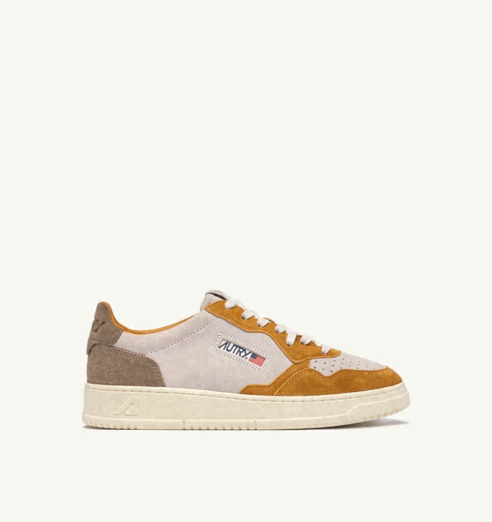 MEDALIST LOW TRICOLOR EN DAIM ANTILOP BLANC ET BROWN MUSCAT