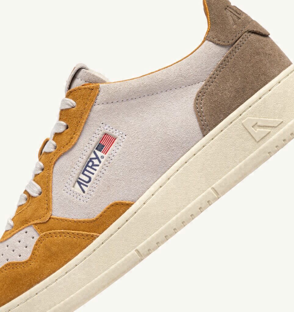 MEDALIST LOW TRICOLOR EN DAIM ANTILOP BLANC ET BROWN MUSCAT