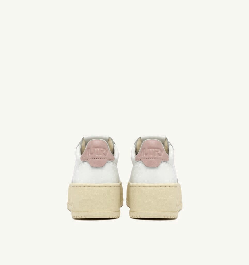 MEDALIST PLATFORM EN CUIR BLANC ET POWDER PINK