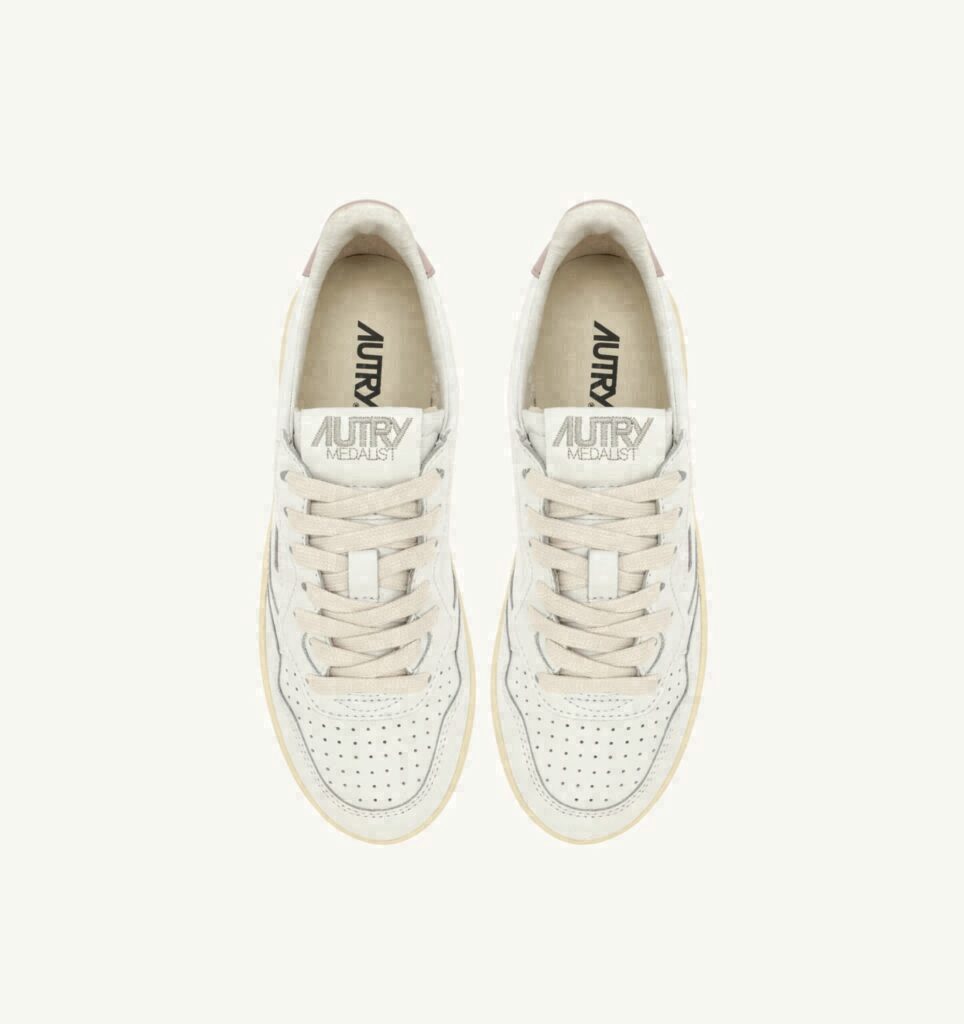 MEDALIST PLATFORM EN CUIR BLANC ET POWDER PINK