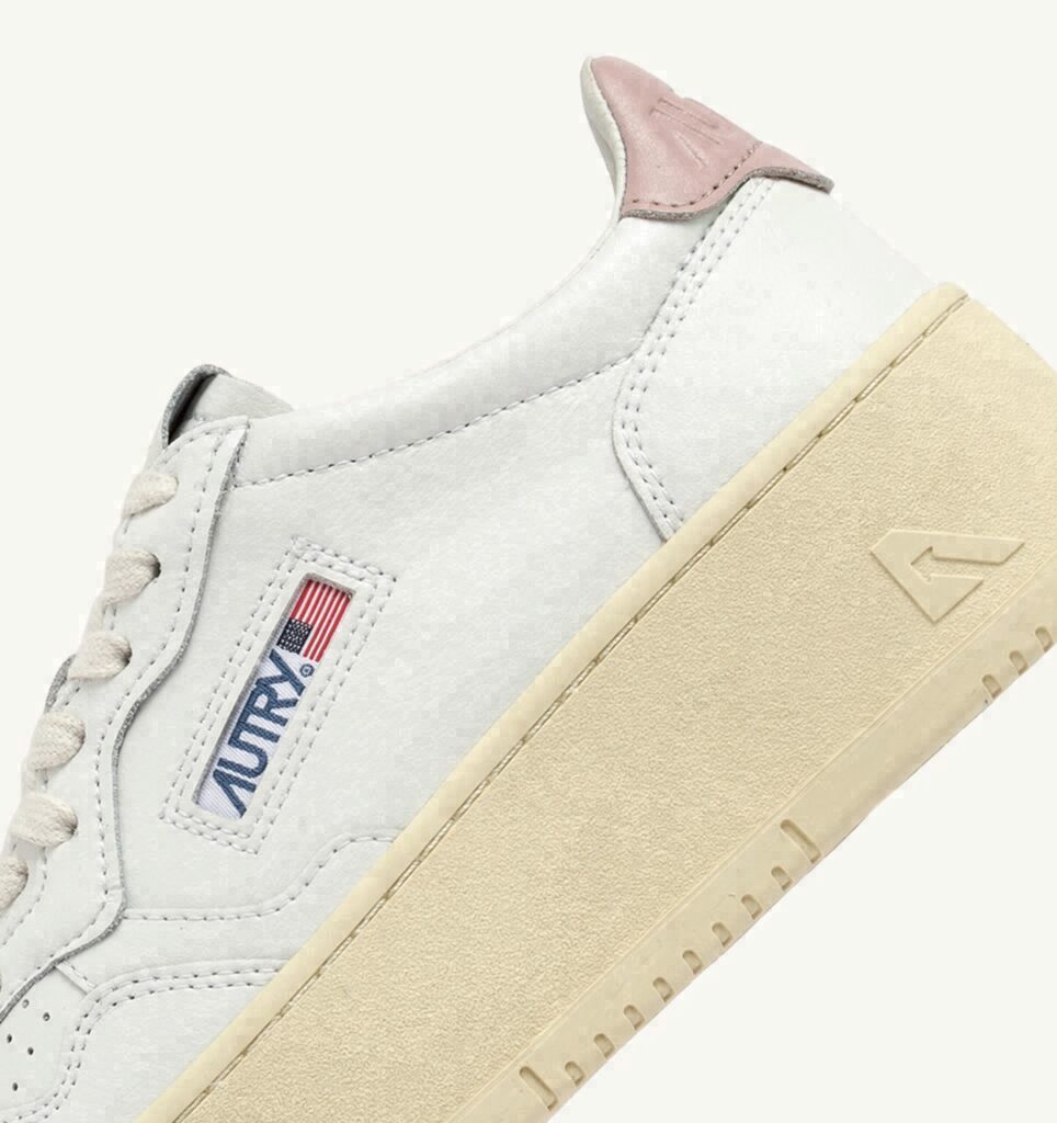 MEDALIST PLATFORM EN CUIR BLANC ET POWDER PINK