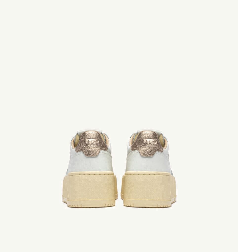 MEDALIST PLATFORM EN DAIM ET CUIR FEATHER GRAY ET BLANC