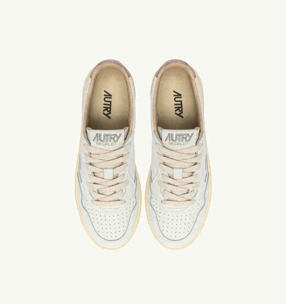 MEDALIST PLATFORM EN DAIM ET CUIR FEATHER GRAY ET BLANC