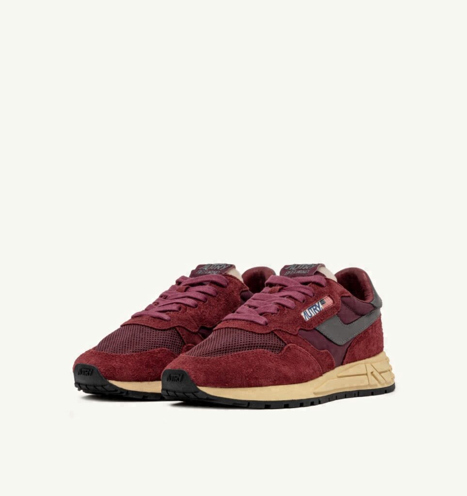 REELWIND LOW EN NYLON DAIM ET CUIR ROUGE ET CORDOVAN