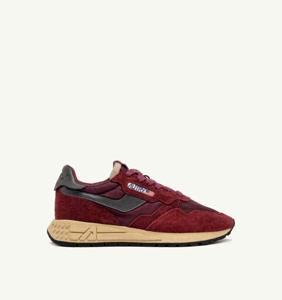 REELWIND LOW EN NYLON DAIM ET CUIR ROUGE ET CORDOVAN
