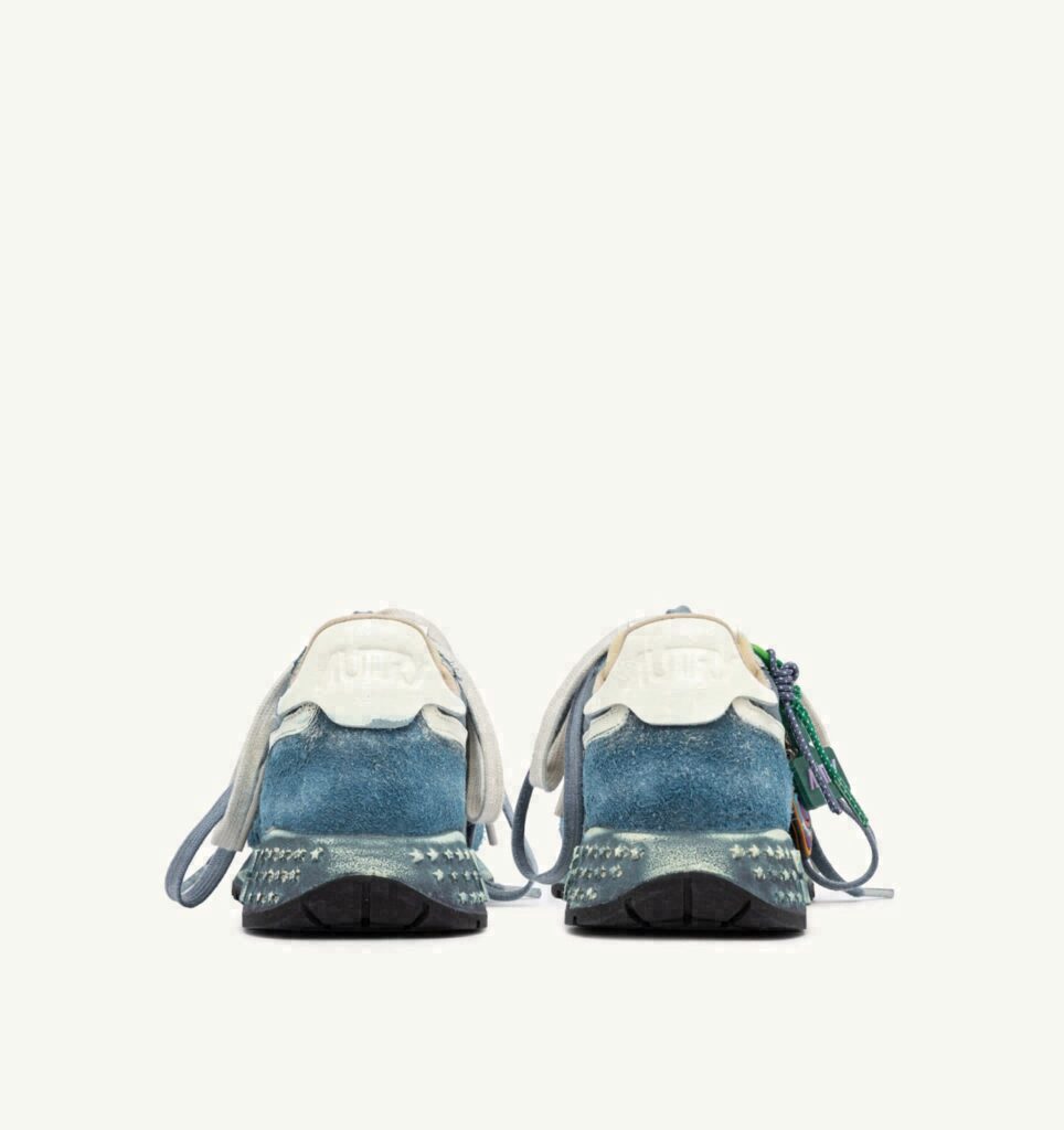 REELWIND SUPER VINTAGE EN DAIM ET NYLON MALLARD BLUE ET BLANC