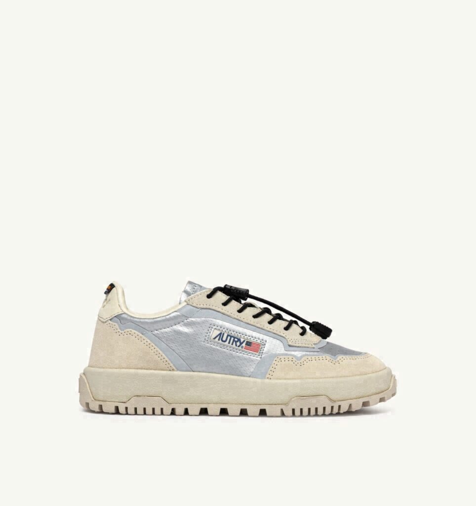 WILDPACE LOW EN TISSU ET DAIM BLANC ET ARGENT