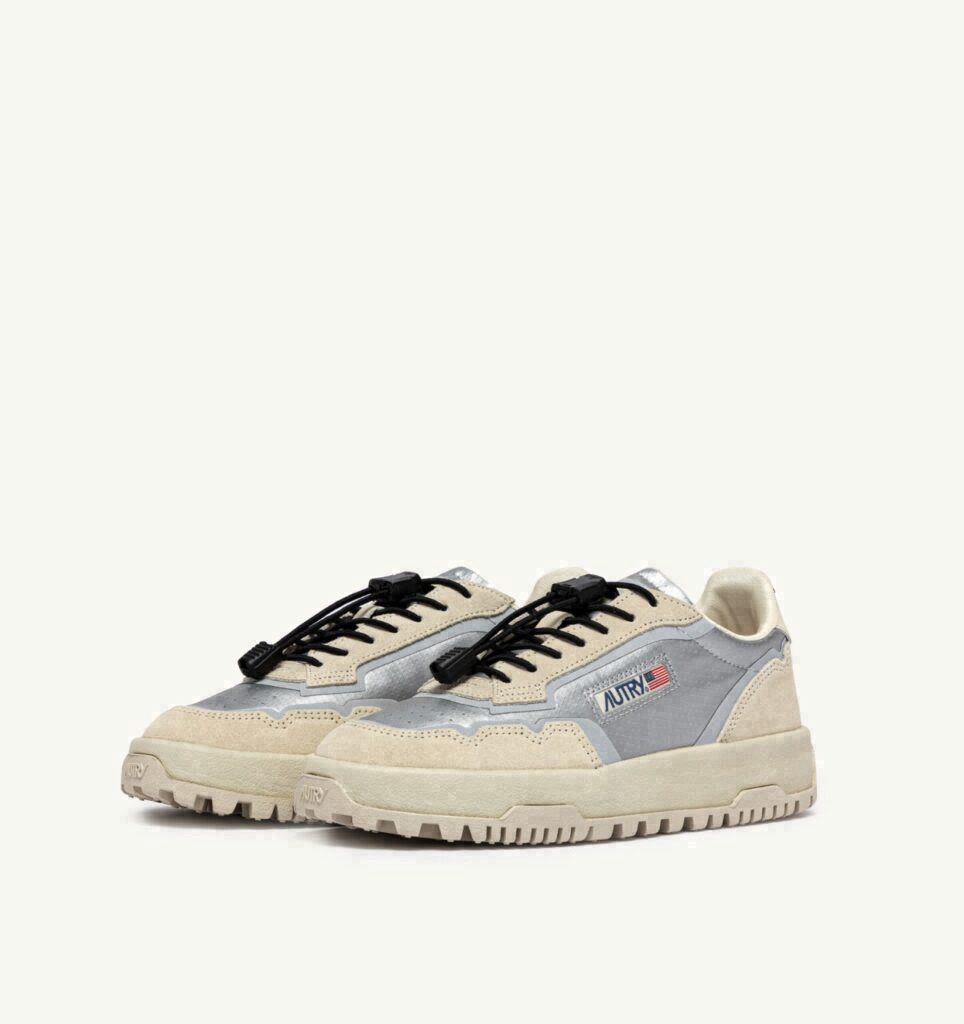 WILDPACE LOW EN TISSU ET DAIM BLANC ET ARGENT