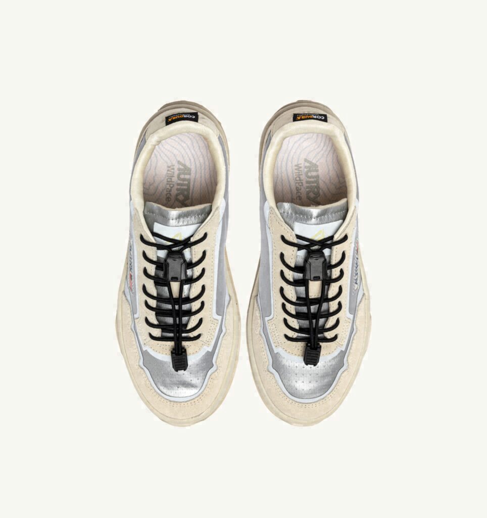 WILDPACE LOW EN TISSU ET DAIM BLANC ET ARGENT