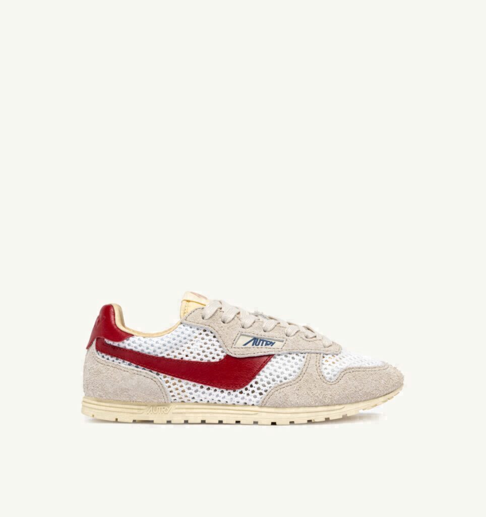 WINDSPIN EN MESH ET CUIR BLANC SAND ET ROUGE