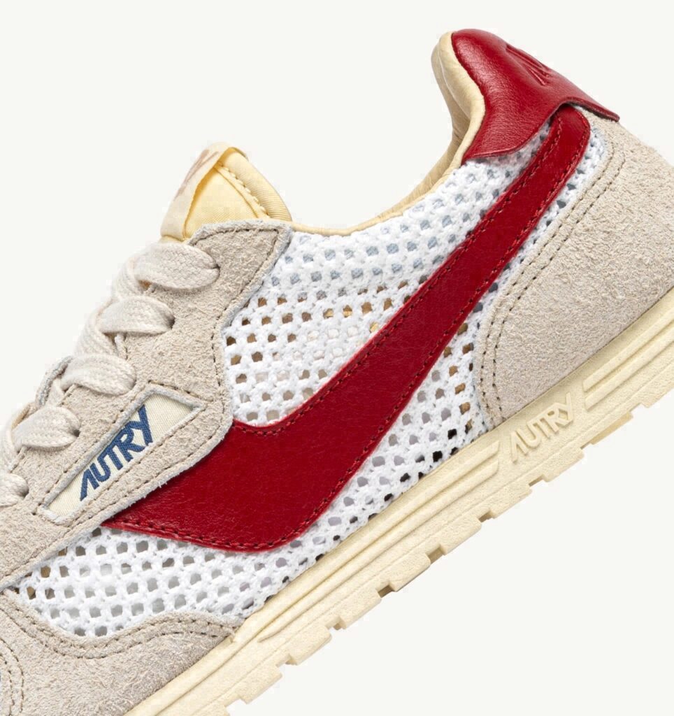 WINDSPIN EN MESH ET CUIR BLANC SAND ET ROUGE