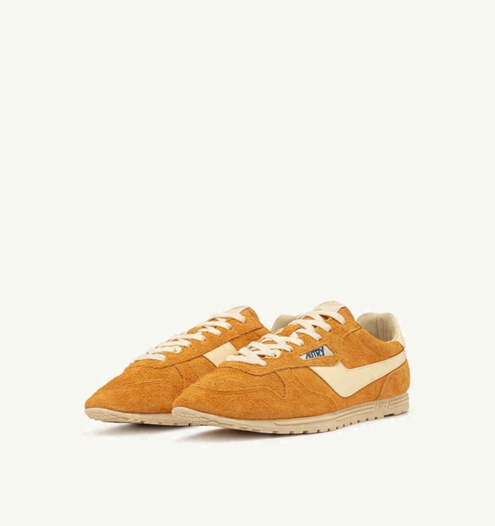 WINDSPIN EN DAIM ET CUIR CADMIUM ET RUTABAGA