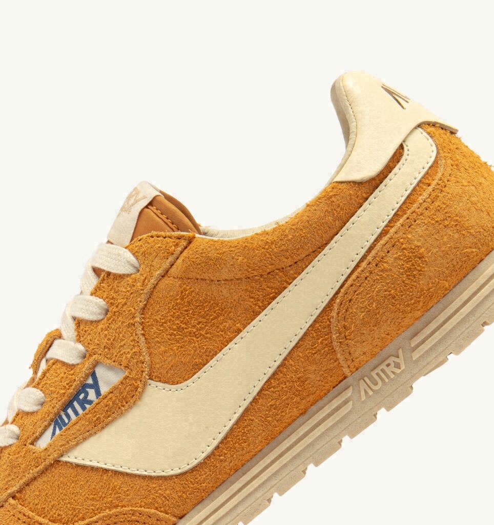 WINDSPIN EN DAIM ET CUIR CADMIUM ET RUTABAGA