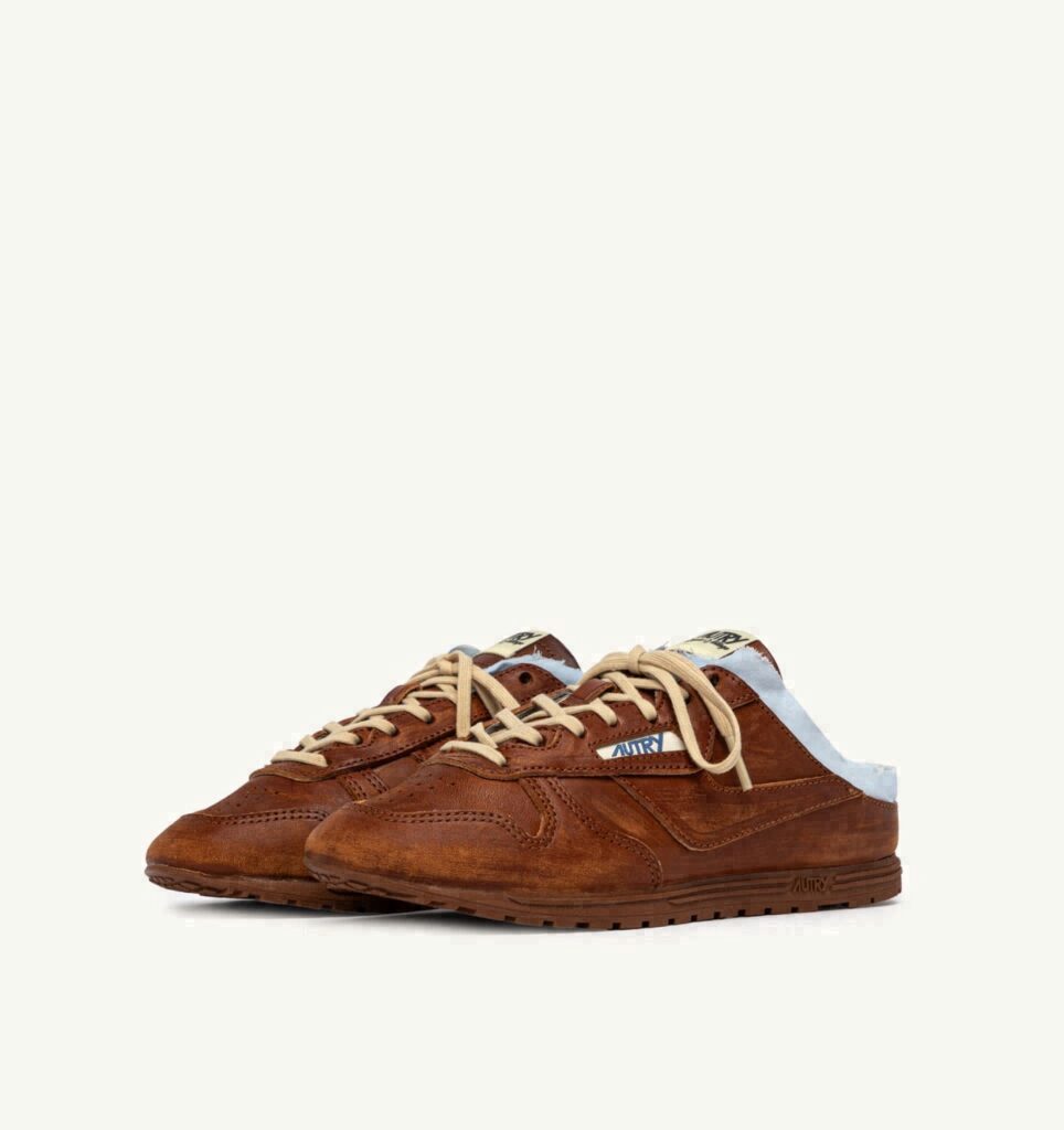 WINDSPIN MULE EN CUIR ET SHIRT BUFF ET AZUR