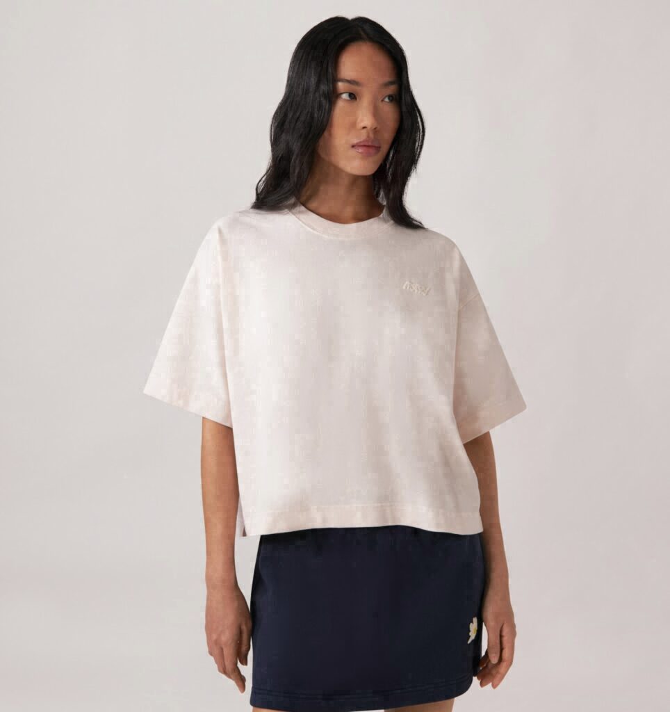 T-SHIRT BOXY AVEC LOGO EN NUANCE FEMME