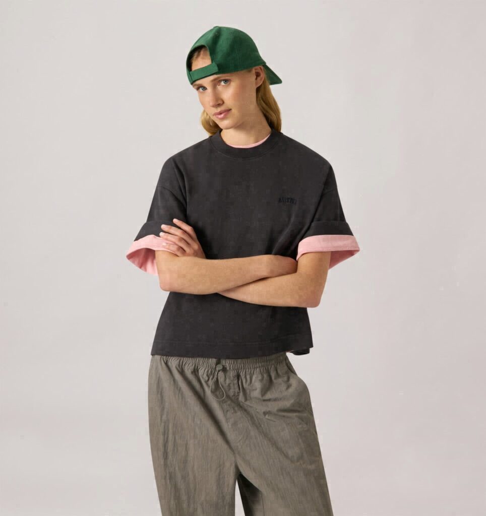 T-SHIRT BOXY AVEC LOGO TON SUR TON FEMME