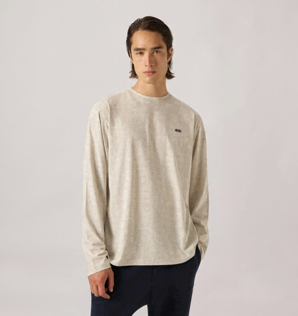 T-SHIRT EN COTON À MANCHES LONGUES AVEC LOGO BRODÉ UNISEX