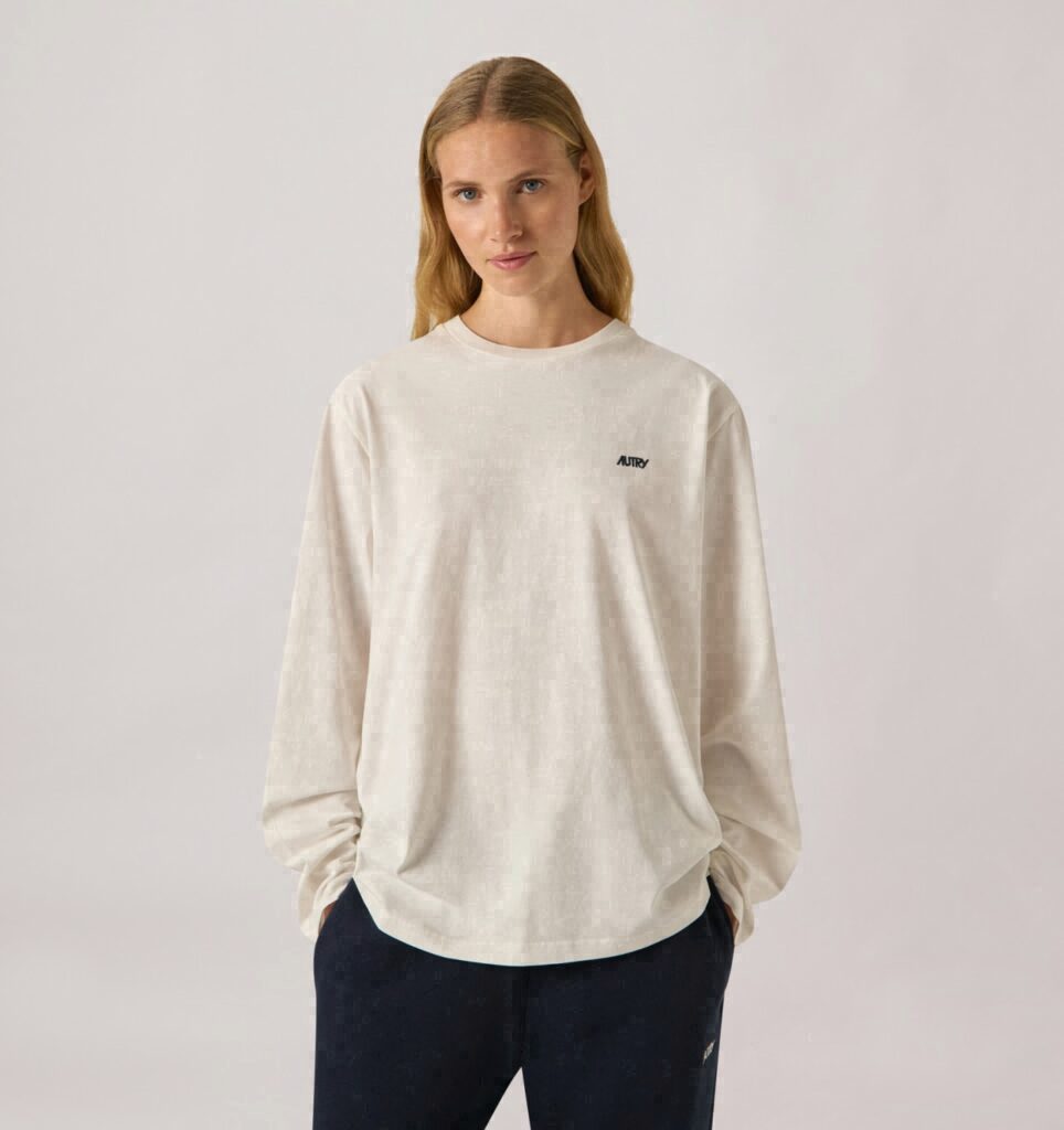 T-SHIRT EN COTON MANCHES LONGUES AVEC LOGO BRODÉ UNISEX