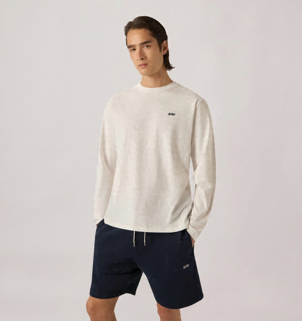 T-SHIRT EN COTON MANCHES LONGUES AVEC LOGO BRODÉ UNISEX