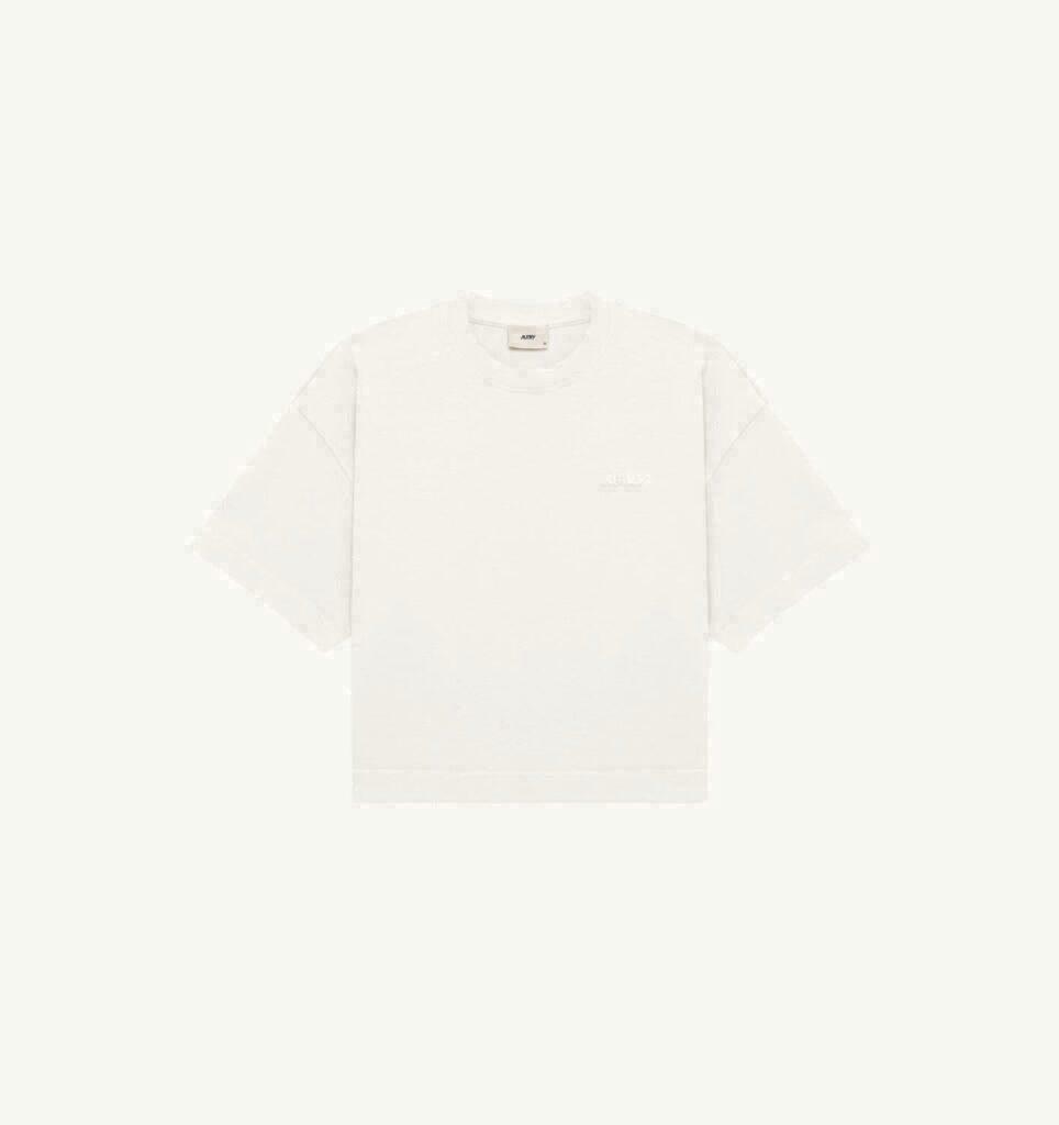 T-SHIRT EN COTON BOXY AVEC LOGO EN NUANCE FEMME