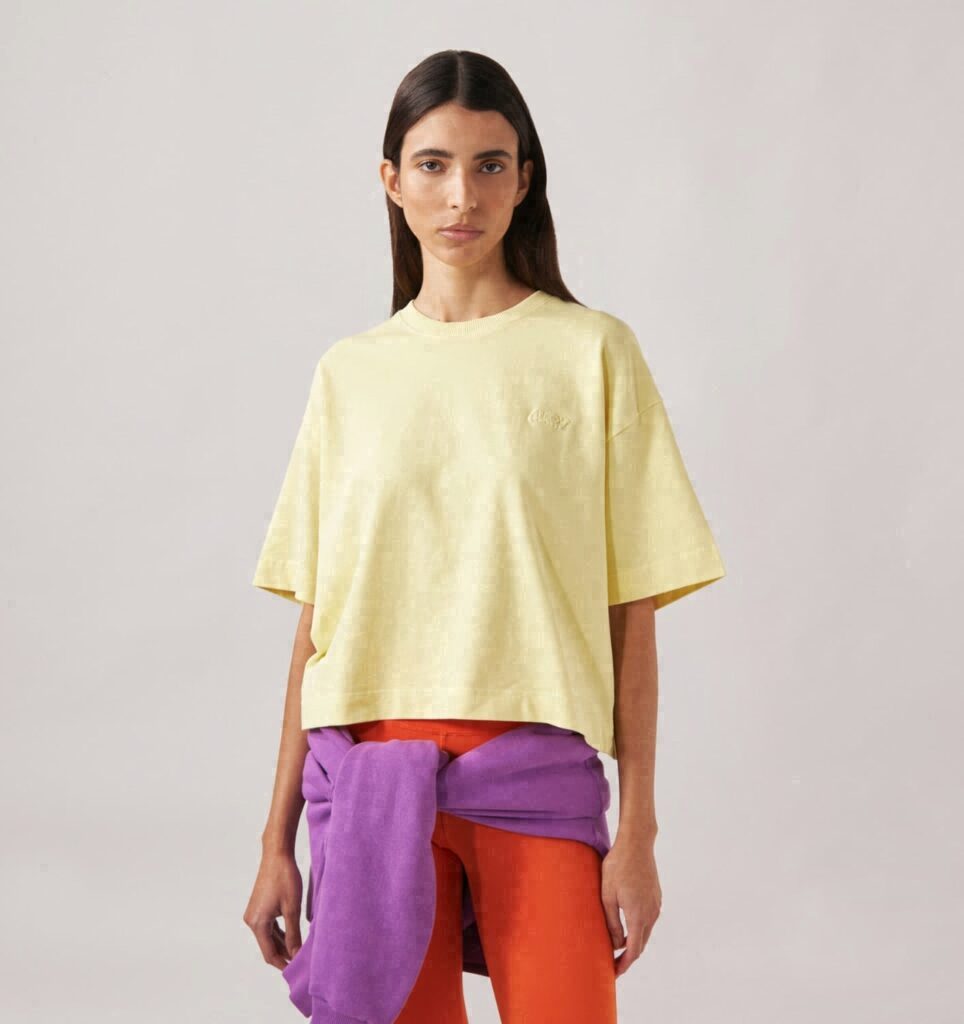 T-SHIRT EN COTON BOXY AVEC LOGO EN NUANCE FEMME