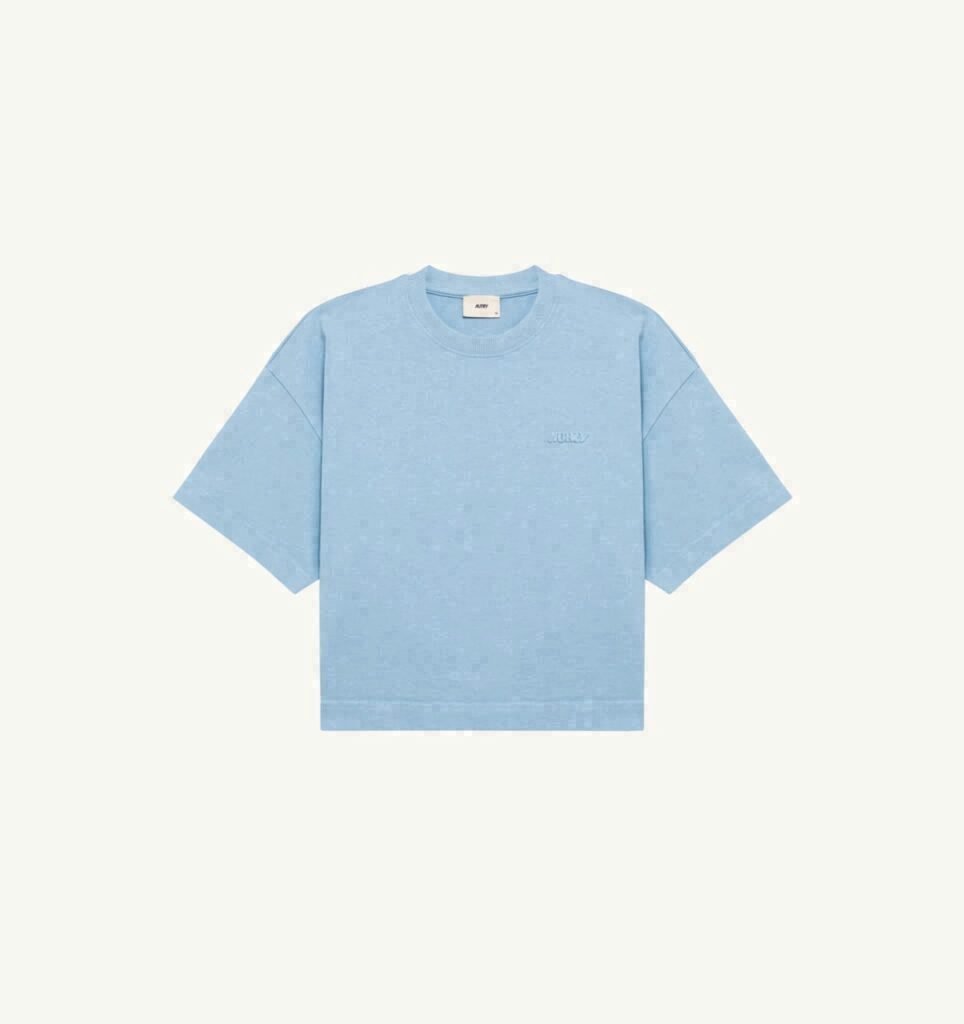 T-SHIRT EN COTON BOXY AVEC LOGO EN NUANCE FEMME