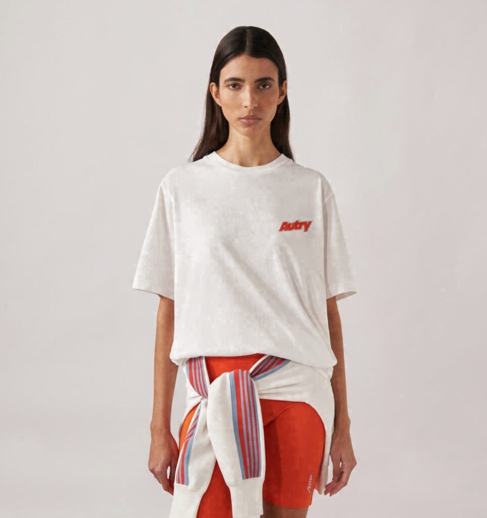T-SHIRT EN COTON AVEC DOUBLE LOGO FEMME
